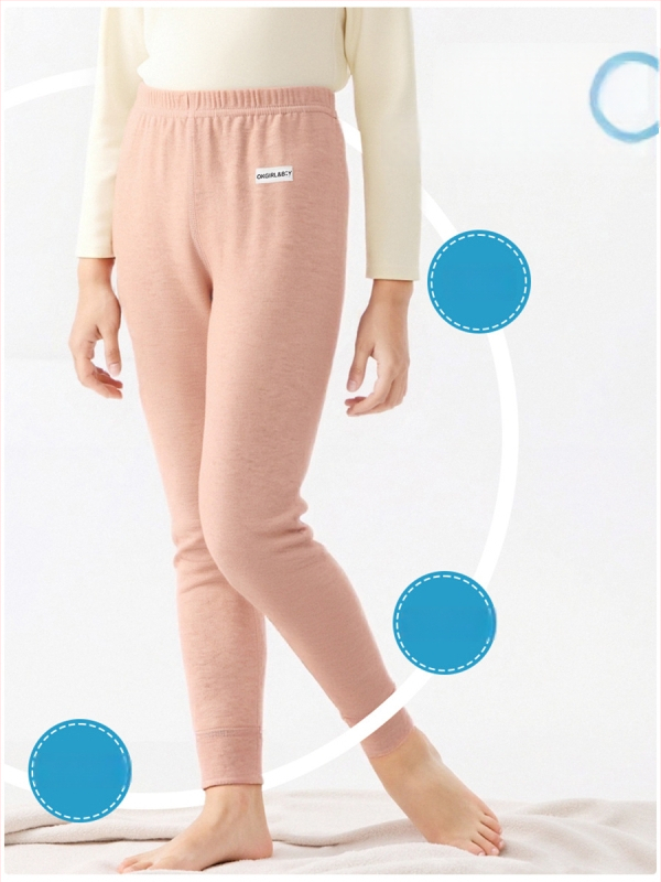 Vaikų 100% medvilnės bazinės sluoksnio kelnės rudens–žiemos sezonui, vidutinio juosmens, atvira kirkšnies sritis, unisex