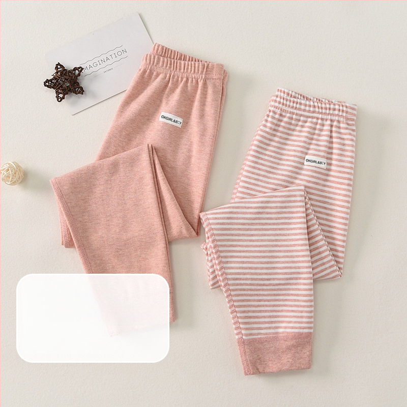 Vaikų 100% medvilnės bazinės sluoksnio kelnės rudens–žiemos sezonui, vidutinio juosmens, atvira kirkšnies sritis, unisex