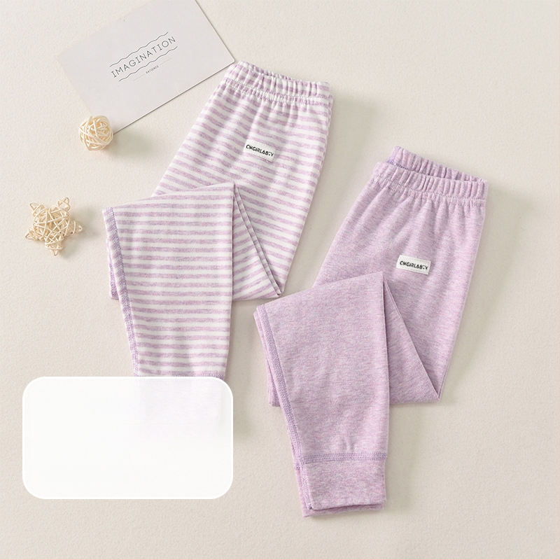 Vaikų 100% medvilnės bazinės sluoksnio kelnės rudens–žiemos sezonui, vidutinio juosmens, atvira kirkšnies sritis, unisex