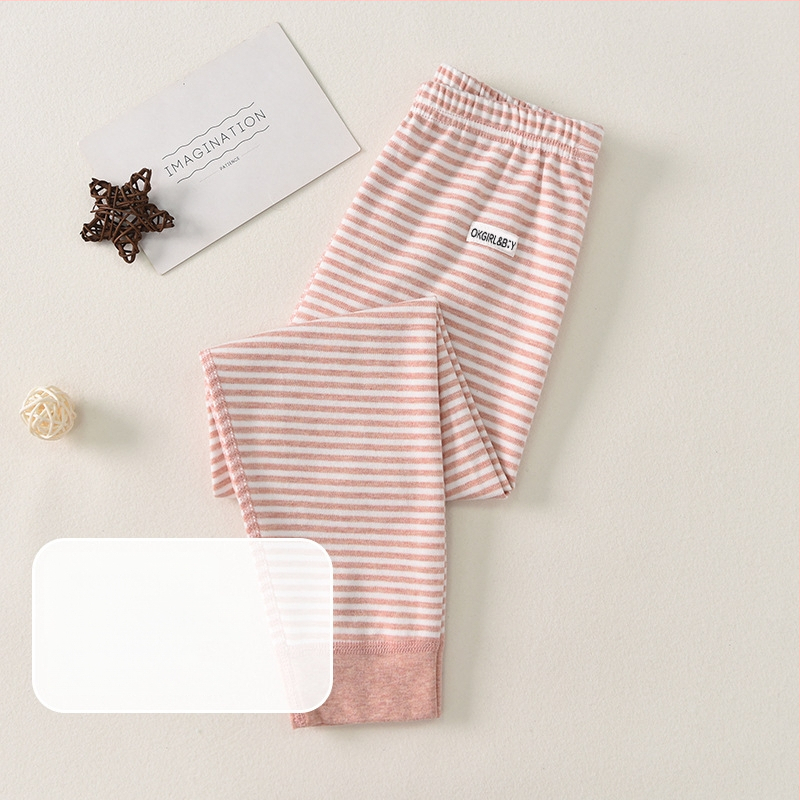 Vaikų 100% medvilnės bazinės sluoksnio kelnės rudens–žiemos sezonui, vidutinio juosmens, atvira kirkšnies sritis, unisex