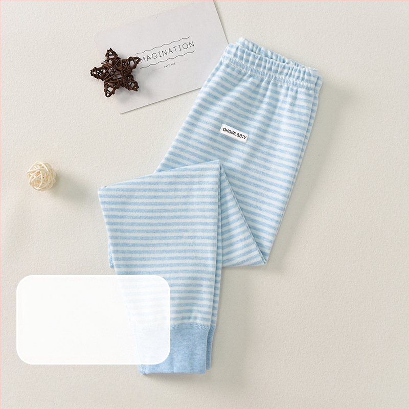 Vaikų 100% medvilnės bazinės sluoksnio kelnės rudens–žiemos sezonui, vidutinio juosmens, atvira kirkšnies sritis, unisex