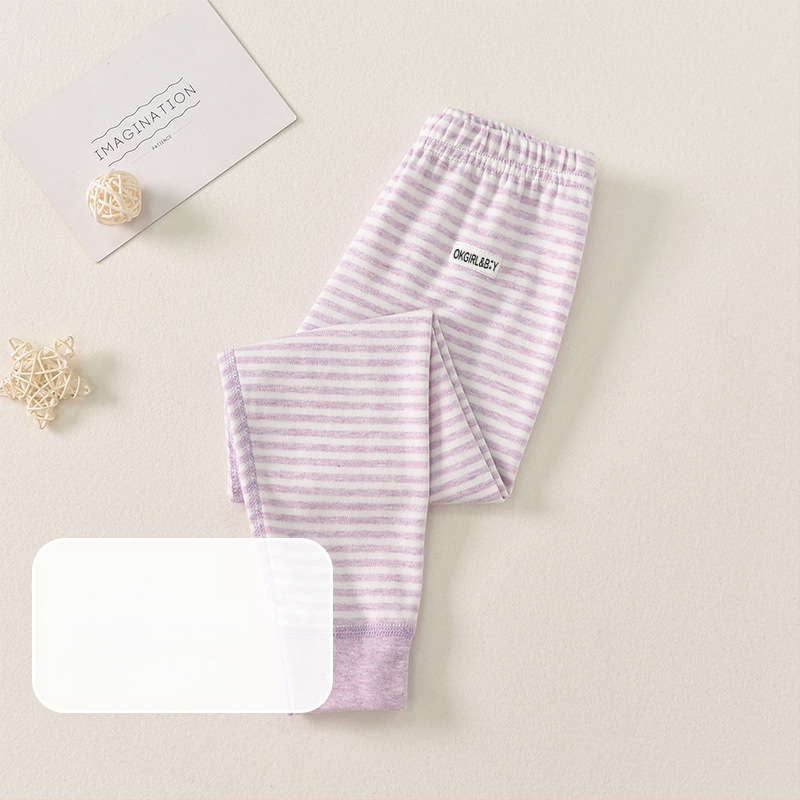 Vaikų 100% medvilnės bazinės sluoksnio kelnės rudens–žiemos sezonui, vidutinio juosmens, atvira kirkšnies sritis, unisex