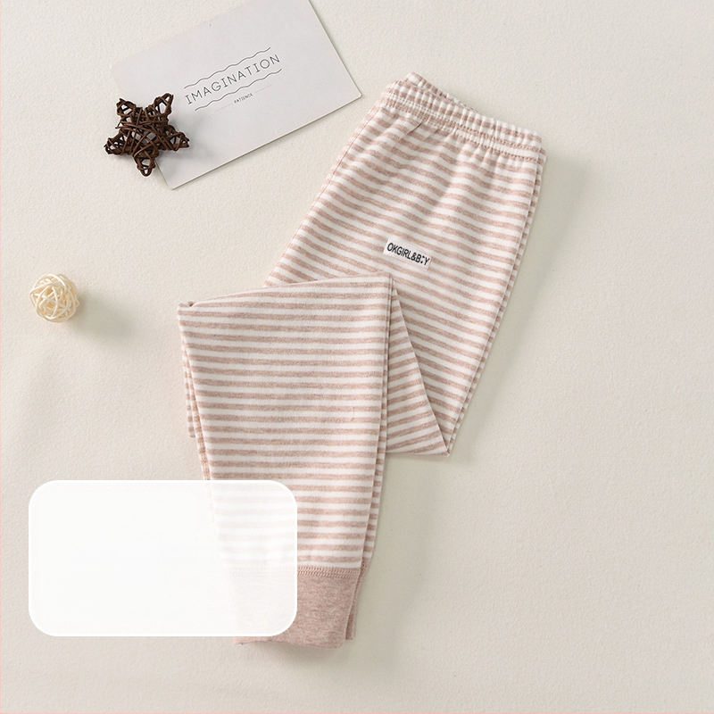 Vaikų 100% medvilnės bazinės sluoksnio kelnės rudens–žiemos sezonui, vidutinio juosmens, atvira kirkšnies sritis, unisex