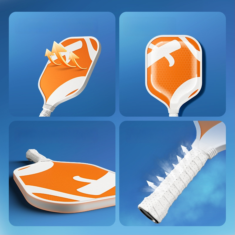 Lastele pickleballi mallettreeningkomplekt — Feltun, klaaskiud, kaal 200 g, käepideme paksus G5, algajatele