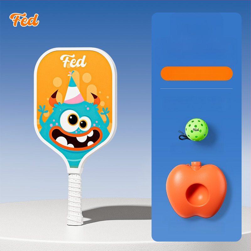 Lastele pickleballi mallettreeningkomplekt — Feltun, klaaskiud, kaal 200 g, käepideme paksus G5, algajatele