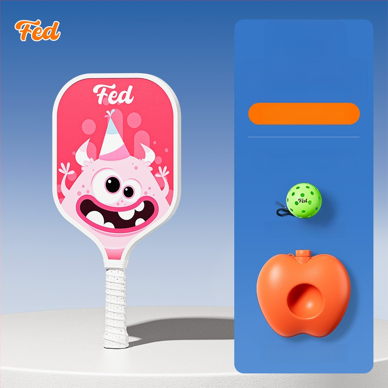 Lastele pickleballi mallettreeningkomplekt — Feltun, klaaskiud, kaal 200 g, käepideme paksus G5, algajatele