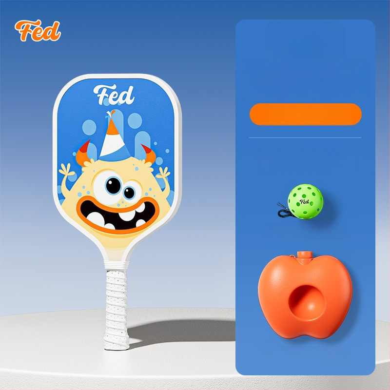 Lastele pickleballi mallettreeningkomplekt — Feltun, klaaskiud, kaal 200 g, käepideme paksus G5, algajatele