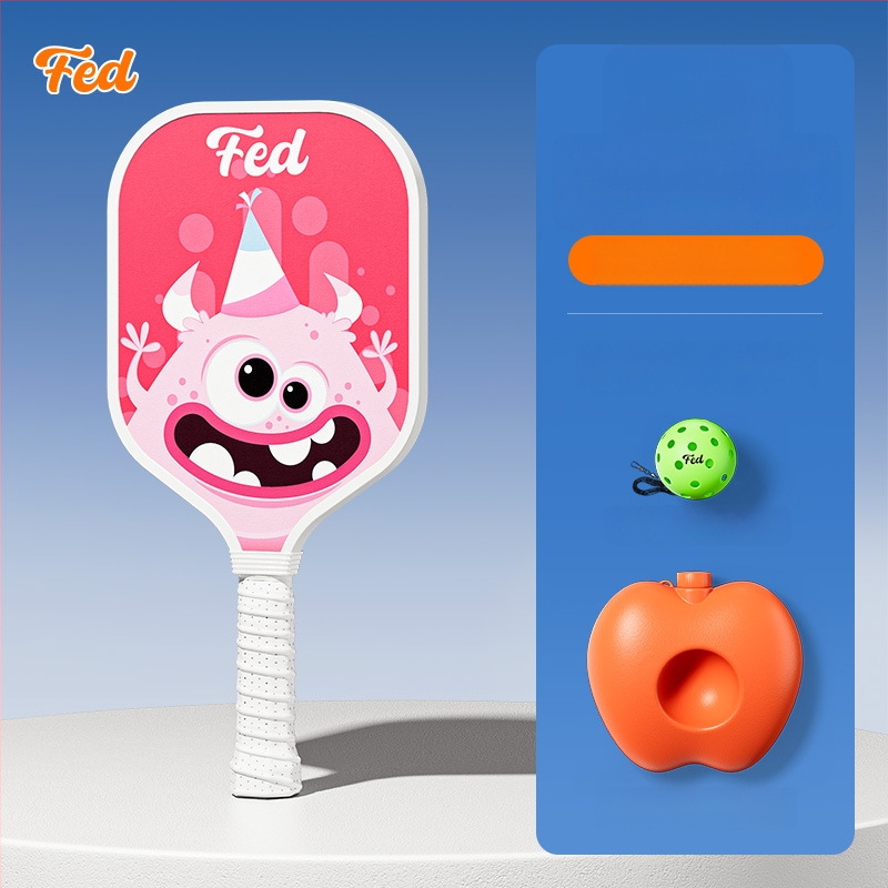 Lastele pickleballi mallettreeningkomplekt — Feltun, klaaskiud, kaal 200 g, käepideme paksus G5, algajatele