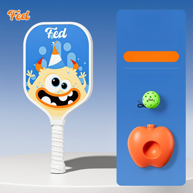 Lastele pickleballi mallettreeningkomplekt — Feltun, klaaskiud, kaal 200 g, käepideme paksus G5, algajatele