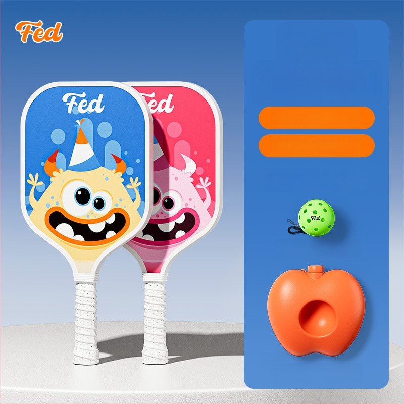 Lastele pickleballi mallettreeningkomplekt — Feltun, klaaskiud, kaal 200 g, käepideme paksus G5, algajatele
