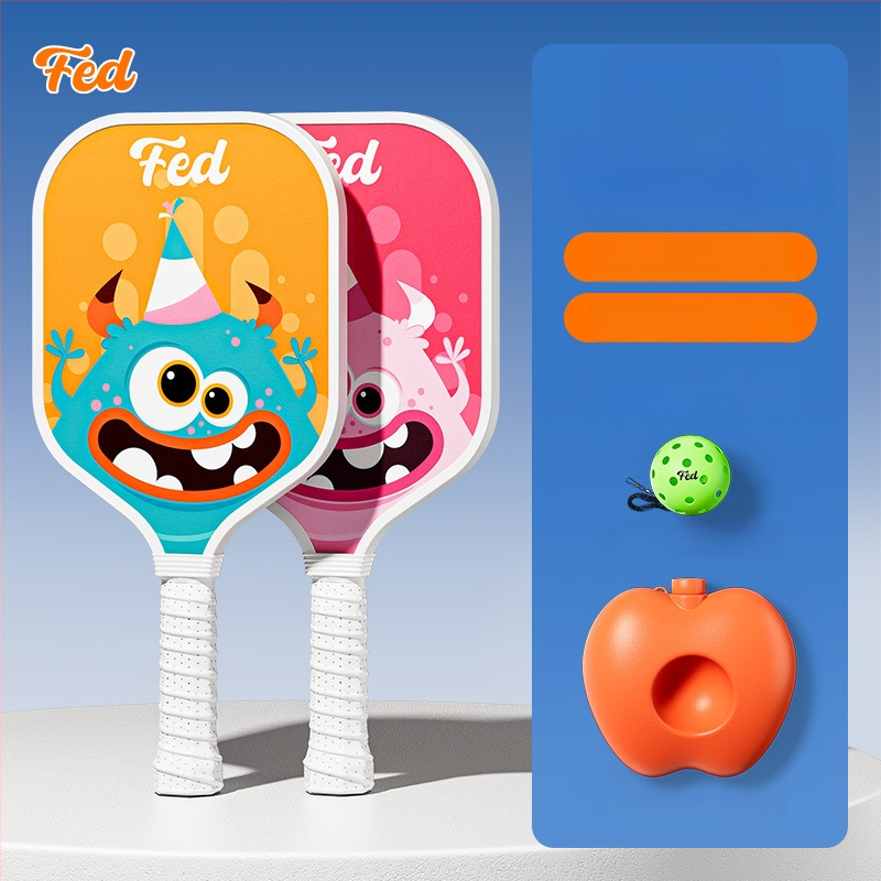 Lastele pickleballi mallettreeningkomplekt — Feltun, klaaskiud, kaal 200 g, käepideme paksus G5, algajatele