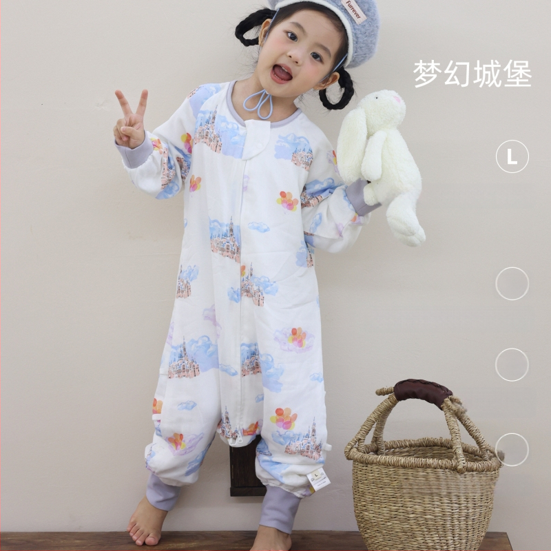 Miegmaišis kūdikiams ir vaikams, keturių sluoksnių bambukų pluošto ir medvilnės gazas (70/30) su padu, karikatūrų raštas, pavasario ir rudens sezonai, drėgmės valdymas