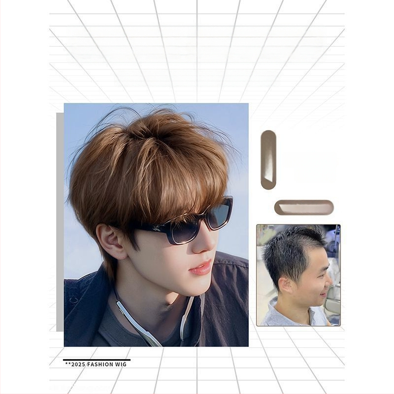 Meeste parukas, lühikesed juuksed, mehhanismiline töötlemine, kõrge temperatuuriga kiud, mudel N25-056, ilma värvi või permita