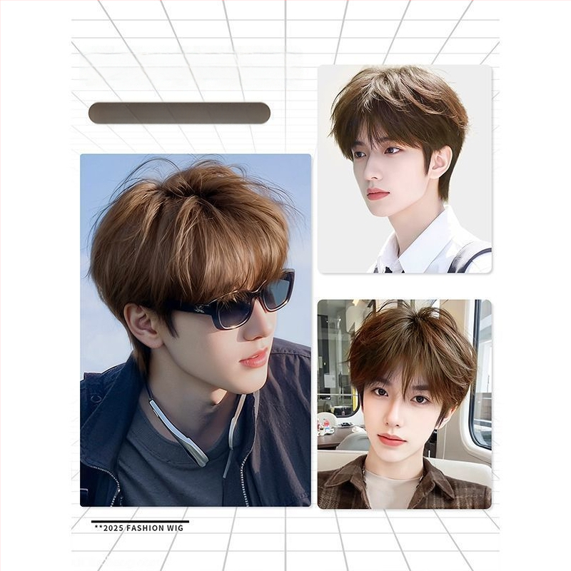 Meeste parukas, lühikesed juuksed, mehhanismiline töötlemine, kõrge temperatuuriga kiud, mudel N25-056, ilma värvi või permita