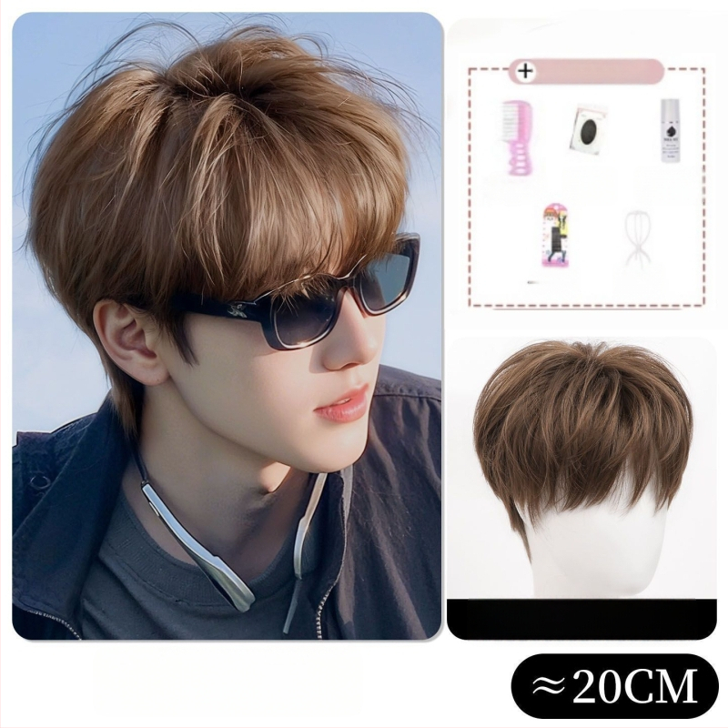 Meeste parukas, lühikesed juuksed, mehhanismiline töötlemine, kõrge temperatuuriga kiud, mudel N25-056, ilma värvi või permita