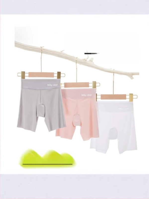 Mergaitėms skirti nailoniniai saugūs šortai vasarai, 3/4 ilgio, aukštas liemuo su elastine juosta, be kirkšnies įpjovos, sudėtis 73% nailonas, 27% elastanas