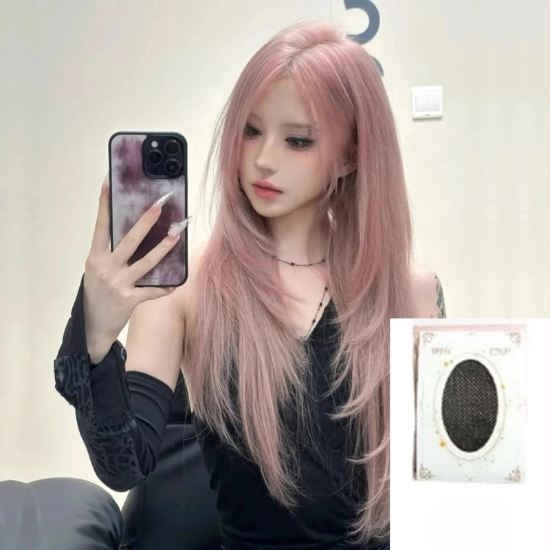 Ilga taisna parūka ar sānu bangs, pilnīgs galvas pārklājums, karstumizturīgas šķiedras, mehāniska apstrāde