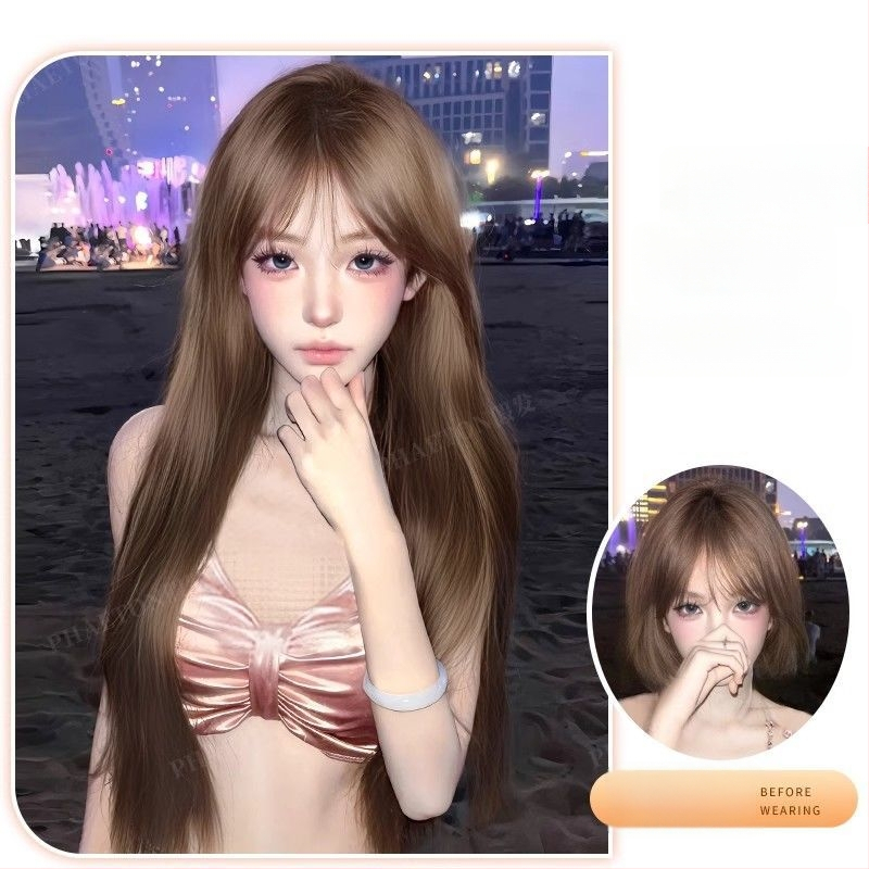 Paruka: dlhá rovná paruka s rovnými ofinami, prirodzený vzhľad, vlasy z vysokoteplotného hodvábu, nejde farbiť