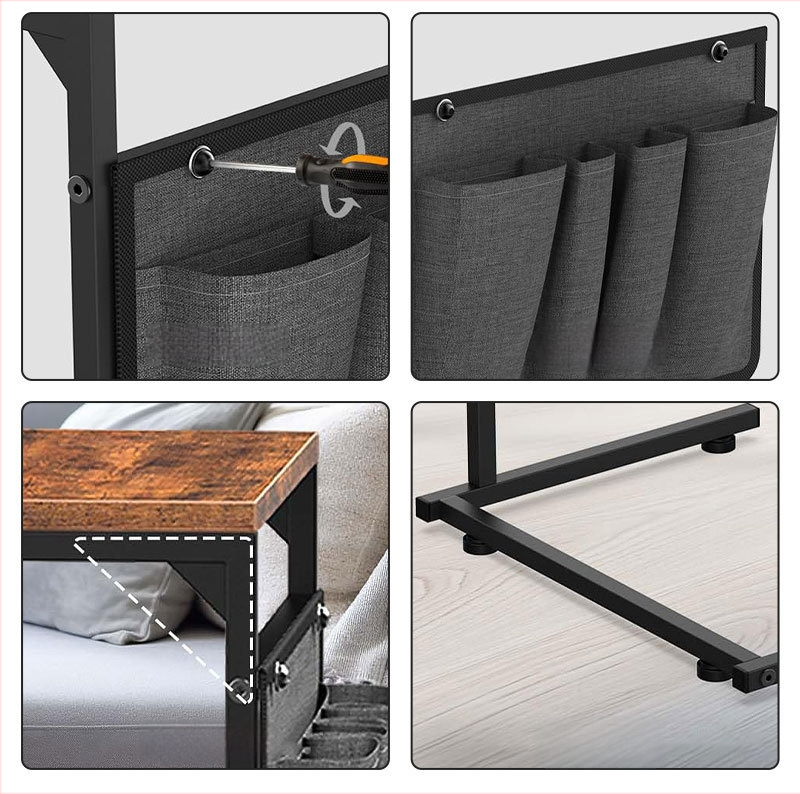 Kampinis metalinis stalas, kvadratinės formos, nerūdijančio plieno viršus, sulankstomas ir išardomas