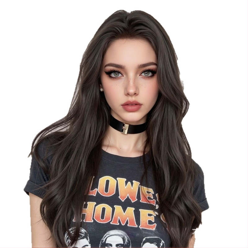 Parochňa v prirodzenom štýle, model LC179-4, tepelne odolné vlákna, stredne dlhé kučery, matný hodvábny vzhľad, pružná sieťka