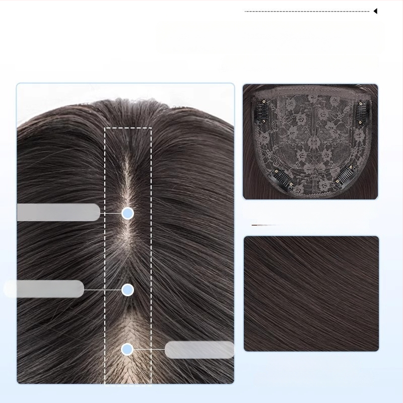 Juuksepealse asendamiseks naistele, pikad sirged juuksed, kuumustaluvad kiud, mehhaaniline töötlemine