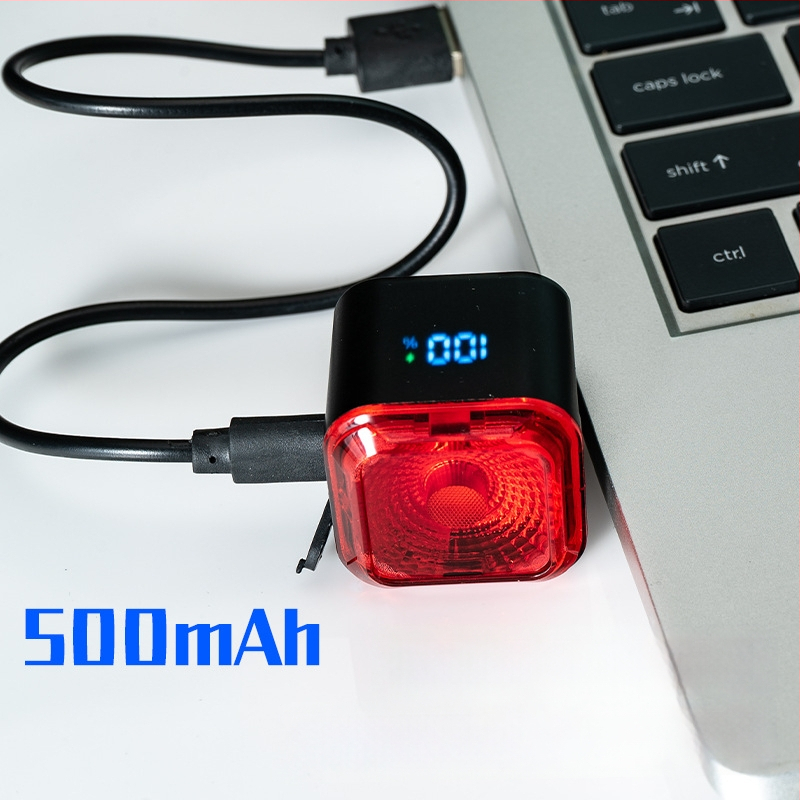 Dviračio galinis žibintas su išmaniu stabdžių jutikliu, Type-C įkrovimas, skirtas kalnų ir kelių dviračiams, nakties važiavimo įspėjimo šviesa