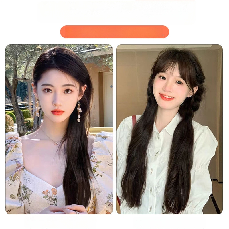 Parukas kahekordse hobusesaba stiiliga, mudel Sweet Double Ponytail; juuksed kinnitatud kimpudes; kuumuskindel traat