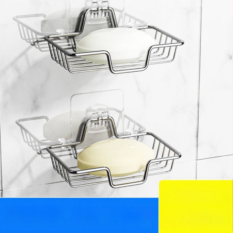 Nerūdijančio plieno sieninis muilo laikiklis su drenažu, dviejų dalių rinkinys, elektrolydinė danga, šiuolaikinis stilius