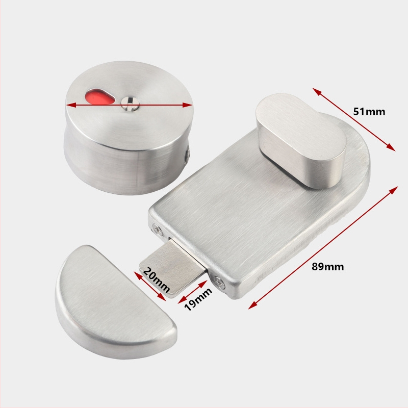 Duru spynos indikatorius viešųjų tualetų pertvaroms — šlifuoto paviršiaus 304 nerūdijantis plienas, modernus paprastas stilius, Suoweigu prekinis ženklas