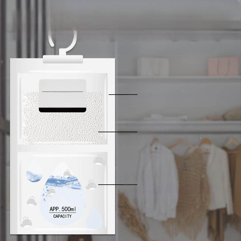 Pakabinama drėgmės sugerianti maišelė drabužių spintai ir bendrabūtei – bekvapė, džiovinimas ir dehidracija, 100 vnt pakuotėje