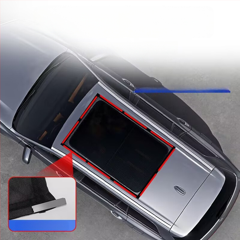 Automobilio lango uodų tinklas su saulės stogo tinkleliu – magnetinis tvirtinimas, pusiau skaidrus tinklas, medžiaga: tinklas + minkštas magnetas, universalus suderinamumas