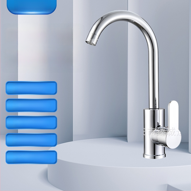 Nerūdijančio plieno virtuvinis čiaupas su karšto ir šalto vandens maišymu, vertikalus montavimas, pakeliamas atidarymas, keraminiu disko vožtuvu