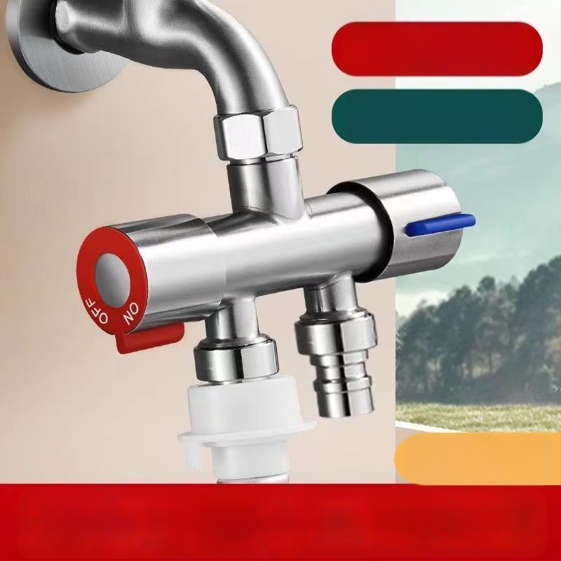 Jaotuv ventiil pesumasinile – ilma demontaažita, kiire ühendus, 3-tee, 1:2 jagaja, roostevaba teras, keraamiline diskiventiil