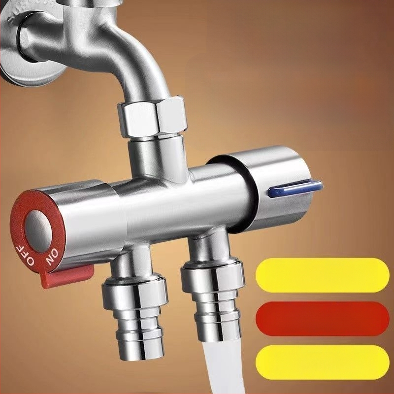 Jaotuv ventiil pesumasinile – ilma demontaažita, kiire ühendus, 3-tee, 1:2 jagaja, roostevaba teras, keraamiline diskiventiil