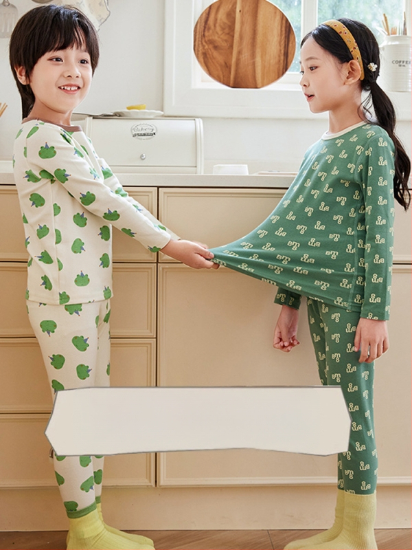 Laste puuvillane termokomplekt talveks — 3–8 aastat, 95% puuvill, ümmargune kaelus, mustrid: loomad, triibud, võrk, multikas