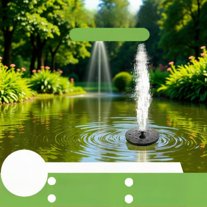 Saules fontānu sūknis dīķim un dārzam – kombinēta šļakstīšana, plūdošs ūdens elements, ārējā sūknis, Haotu