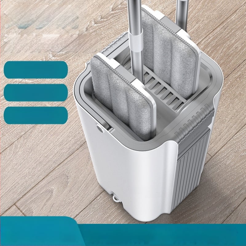 Kibiro su šluota komplektas – plokščiasis mopas, mikropluošto galvutė, nerūdijančio plieno lazdelė, 3 metų tarnavimo laikas