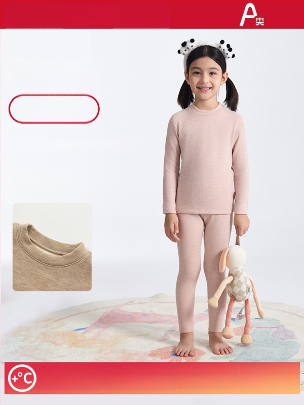 Vaikų fliso termo komplektas, unisex, Derong akrilas, labai storas 301–350 g/m², viršų su apvaliu kaklu ir ilgomis rankovėmis bei kelnės.