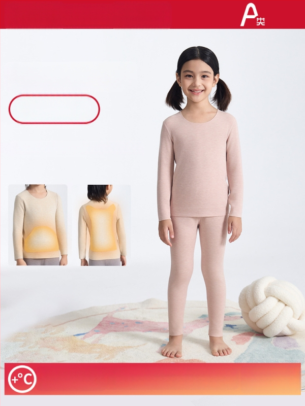 Vaikų fliso termo komplektas, unisex, Derong akrilas, labai storas 301–350 g/m², viršų su apvaliu kaklu ir ilgomis rankovėmis bei kelnės.