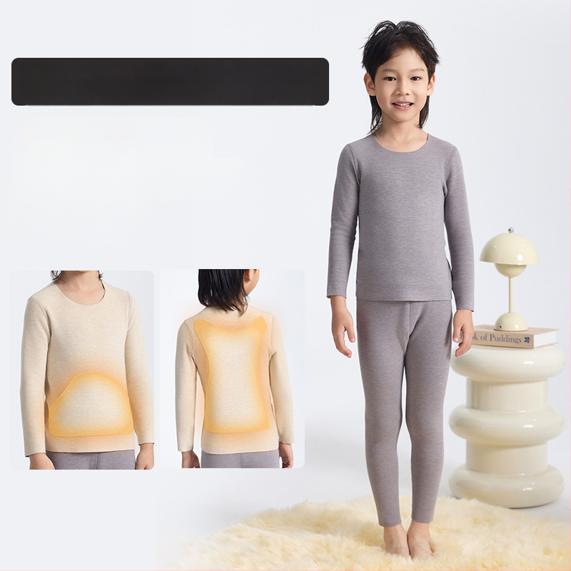 Vaikų fliso termo komplektas, unisex, Derong akrilas, labai storas 301–350 g/m², viršų su apvaliu kaklu ir ilgomis rankovėmis bei kelnės.