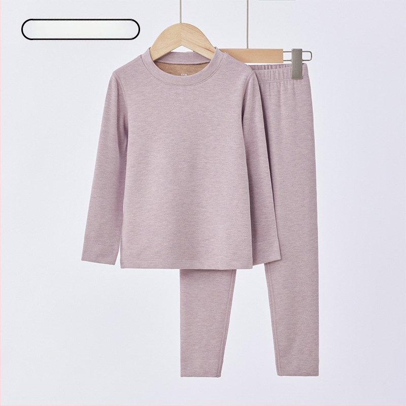 Vaikų fliso termo komplektas, unisex, Derong akrilas, labai storas 301–350 g/m², viršų su apvaliu kaklu ir ilgomis rankovėmis bei kelnės.