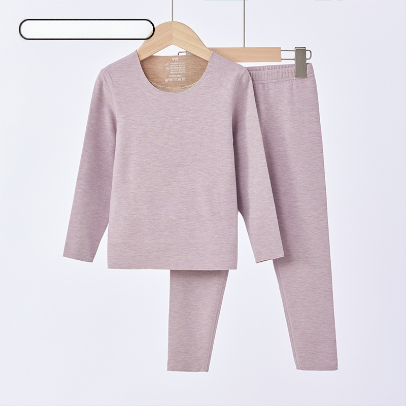 Vaikų fliso termo komplektas, unisex, Derong akrilas, labai storas 301–350 g/m², viršų su apvaliu kaklu ir ilgomis rankovėmis bei kelnės.