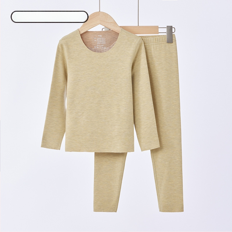 Vaikų fliso termo komplektas, unisex, Derong akrilas, labai storas 301–350 g/m², viršų su apvaliu kaklu ir ilgomis rankovėmis bei kelnės.