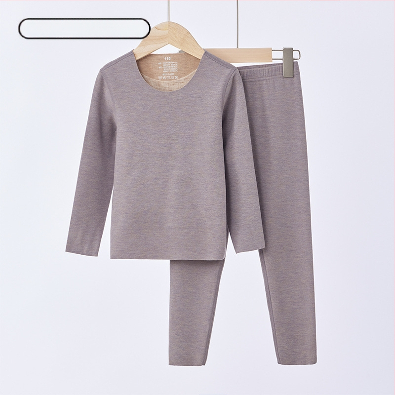 Vaikų fliso termo komplektas, unisex, Derong akrilas, labai storas 301–350 g/m², viršų su apvaliu kaklu ir ilgomis rankovėmis bei kelnės.