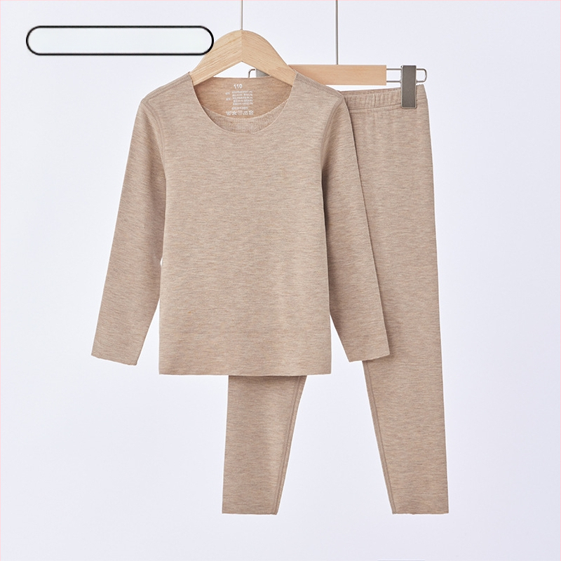 Vaikų fliso termo komplektas, unisex, Derong akrilas, labai storas 301–350 g/m², viršų su apvaliu kaklu ir ilgomis rankovėmis bei kelnės.