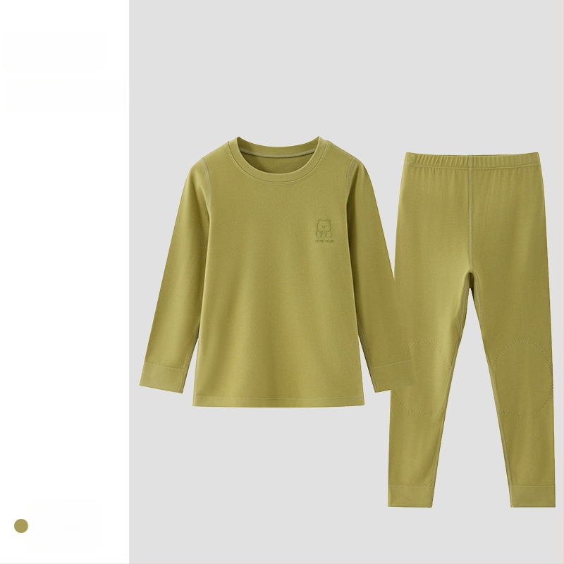 Vaikų fliso termo komplektas, unisex, Derong akrilas, labai storas 301–350 g/m², viršų su apvaliu kaklu ir ilgomis rankovėmis bei kelnės.