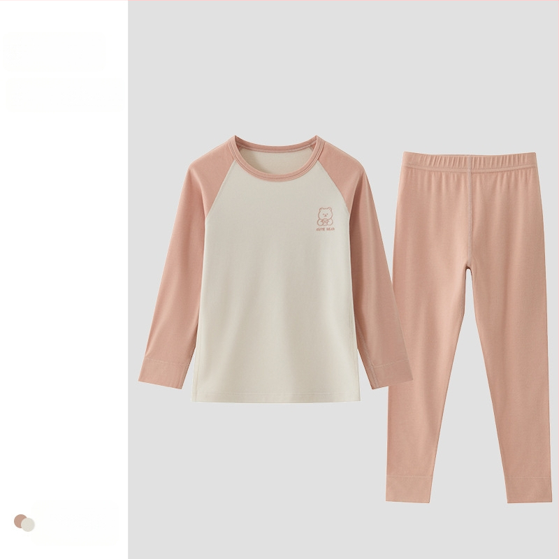 Vaikų fliso termo komplektas, unisex, Derong akrilas, labai storas 301–350 g/m², viršų su apvaliu kaklu ir ilgomis rankovėmis bei kelnės.