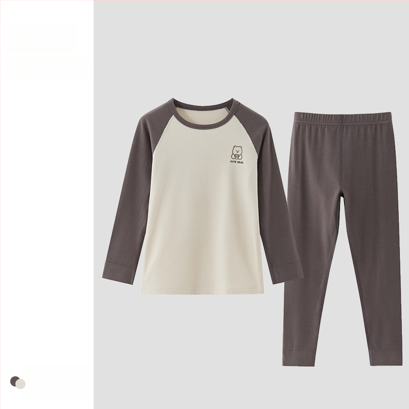 Vaikų fliso termo komplektas, unisex, Derong akrilas, labai storas 301–350 g/m², viršų su apvaliu kaklu ir ilgomis rankovėmis bei kelnės.