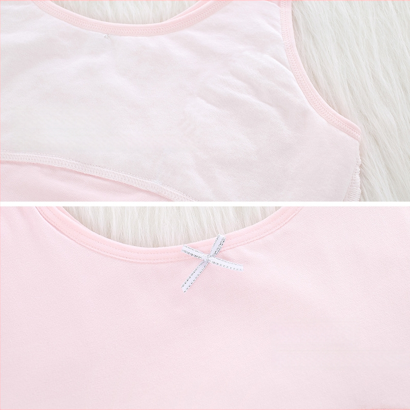 Laste puuvillane rinnahoidja tüdrukutele, täis kauss, ilma terasraamita, fikseeritud topeltõla õlad, hingav ja niiskust imav