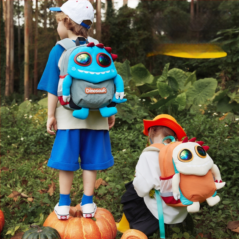 VABC Bērnu mugursoma zēniem un meitenēm, viegla, elpojoša neilona, ar dinosaura rakstu, izliekti plecu siksnas (iekšējais audums: poliesteris; izmantošana: ārpus skolas apmācības; stils: bērnišķīgs un mīļš)